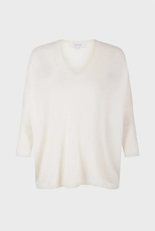 Gerard Darel JOURDAN WHITE OVERSIZED CASHMERE SWEATER