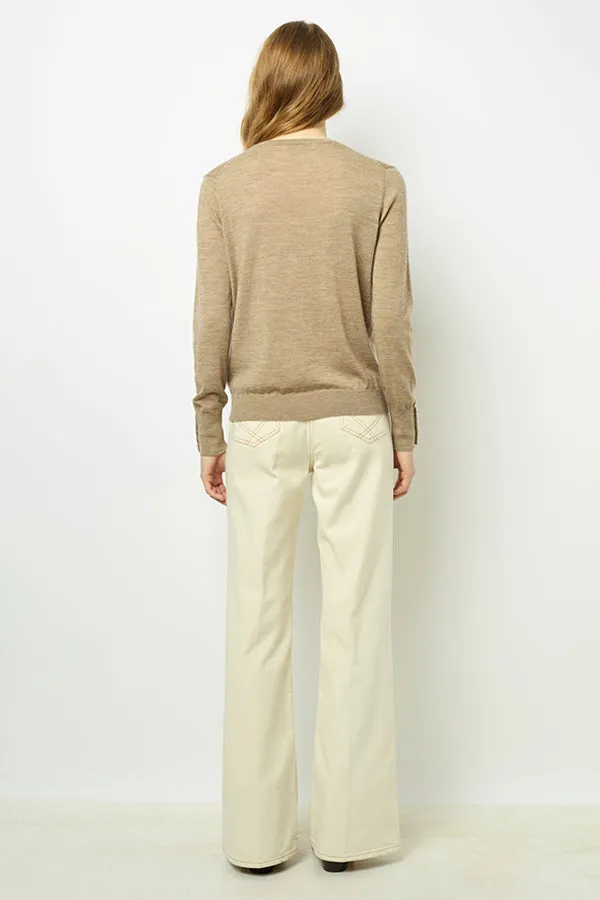 Gerard Darel JULIETTE BEIGE FINE WOOL VNECK SWEATER