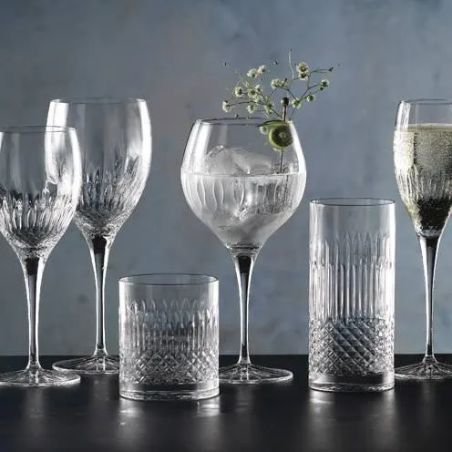 Glassware | Diamante Gin Glasses - Crystal Drinkware, 650 ml - Pack of 4 | Luigi Bormioli