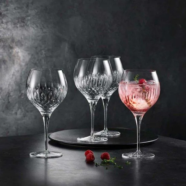 Glassware | Diamante Gin Glasses - Crystal Drinkware, 650 ml - Pack of 4 | Luigi Bormioli