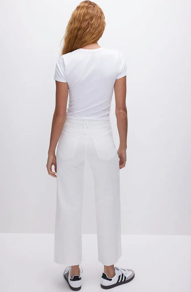 GOOD AMERICAN GOOD WAIST PALAZZO CROP IN WHITE