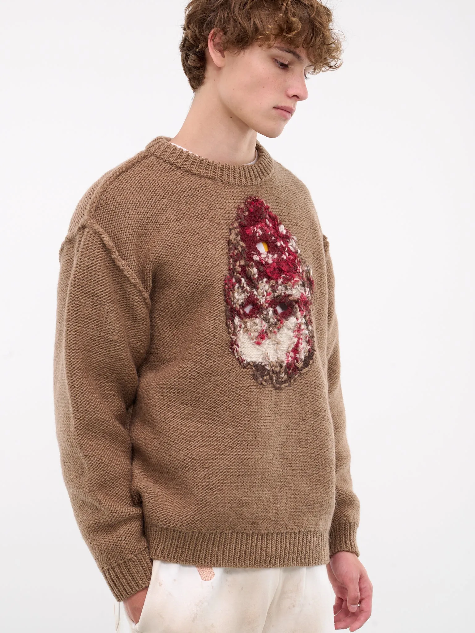 Graphic Embroidered Sweater (60KN155-BROWN)