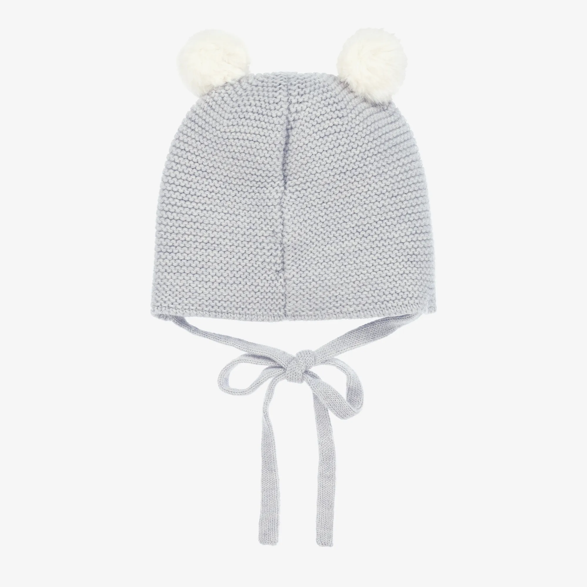 Grey Wool Knit Pom-Pom Hat