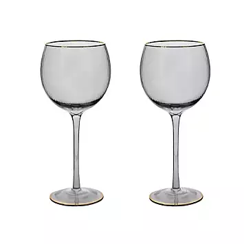 Hestia Set of 2 Grey Gin Glasses with Gold Rim | Kaleidoscope