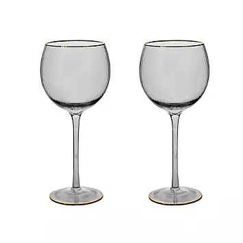 Hestia Set of 2 Grey Gin Glasses with Gold Rim | Kaleidoscope