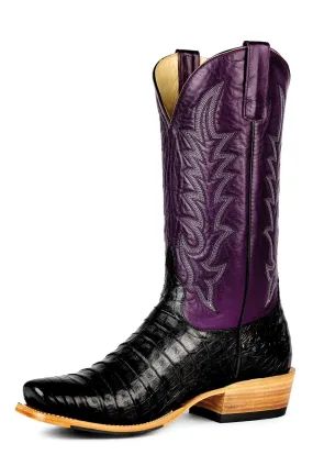 Horse Power Mens Glossy Violet Black Goat Leather Cowboy Boots 14 D