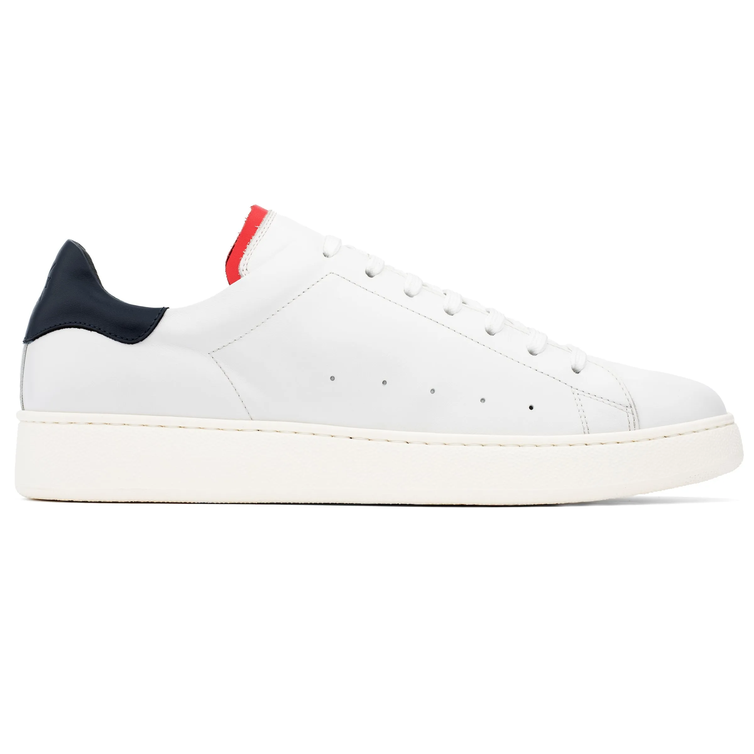 Hyde White/Red/Navy Calf Minimalist Sneaker