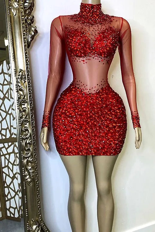 Icon Red Diamante Dress