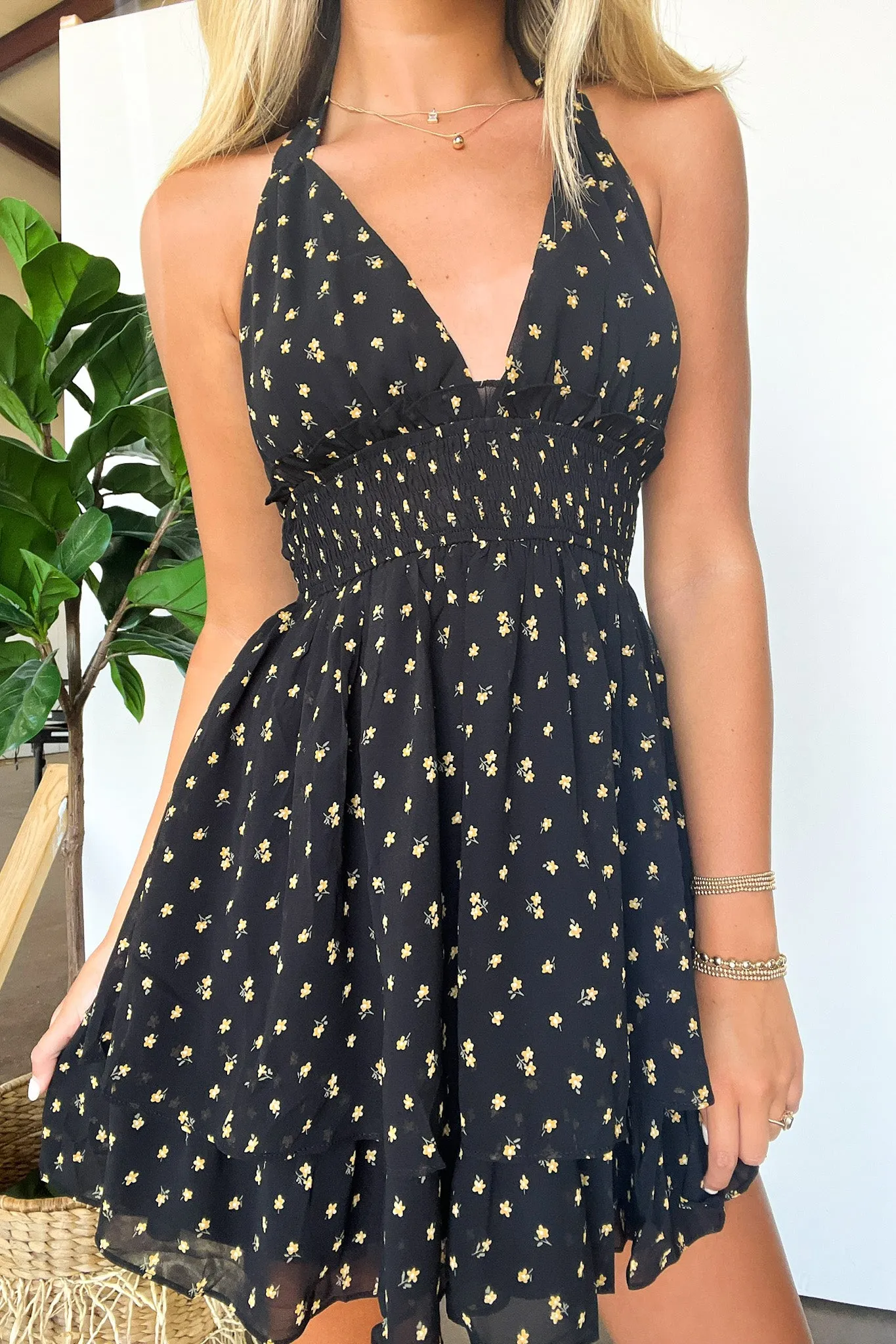 Immense Perfection Floral Print Halter Dress