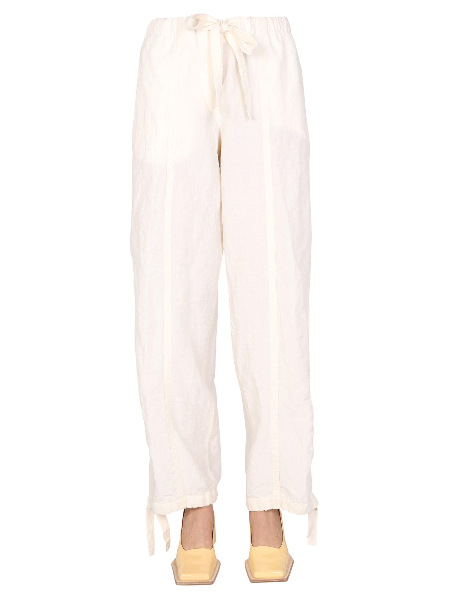 JIL SANDER    LINEN AND COTTON TROUSERS WITH DRAWSTRING