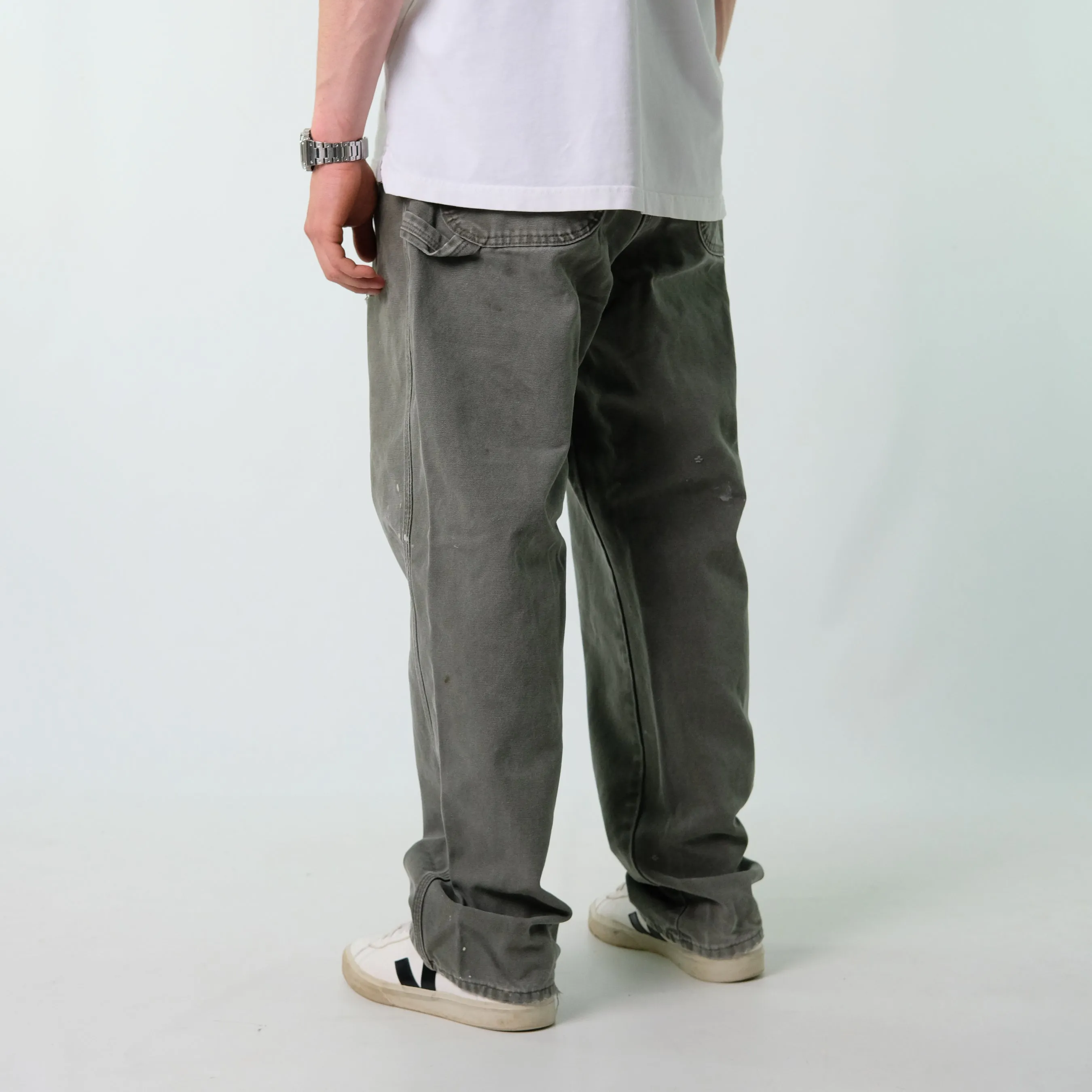 Khaki Green y2ks Carhartt Canvas Carpenter Jeans Baggy Pants (38x32)