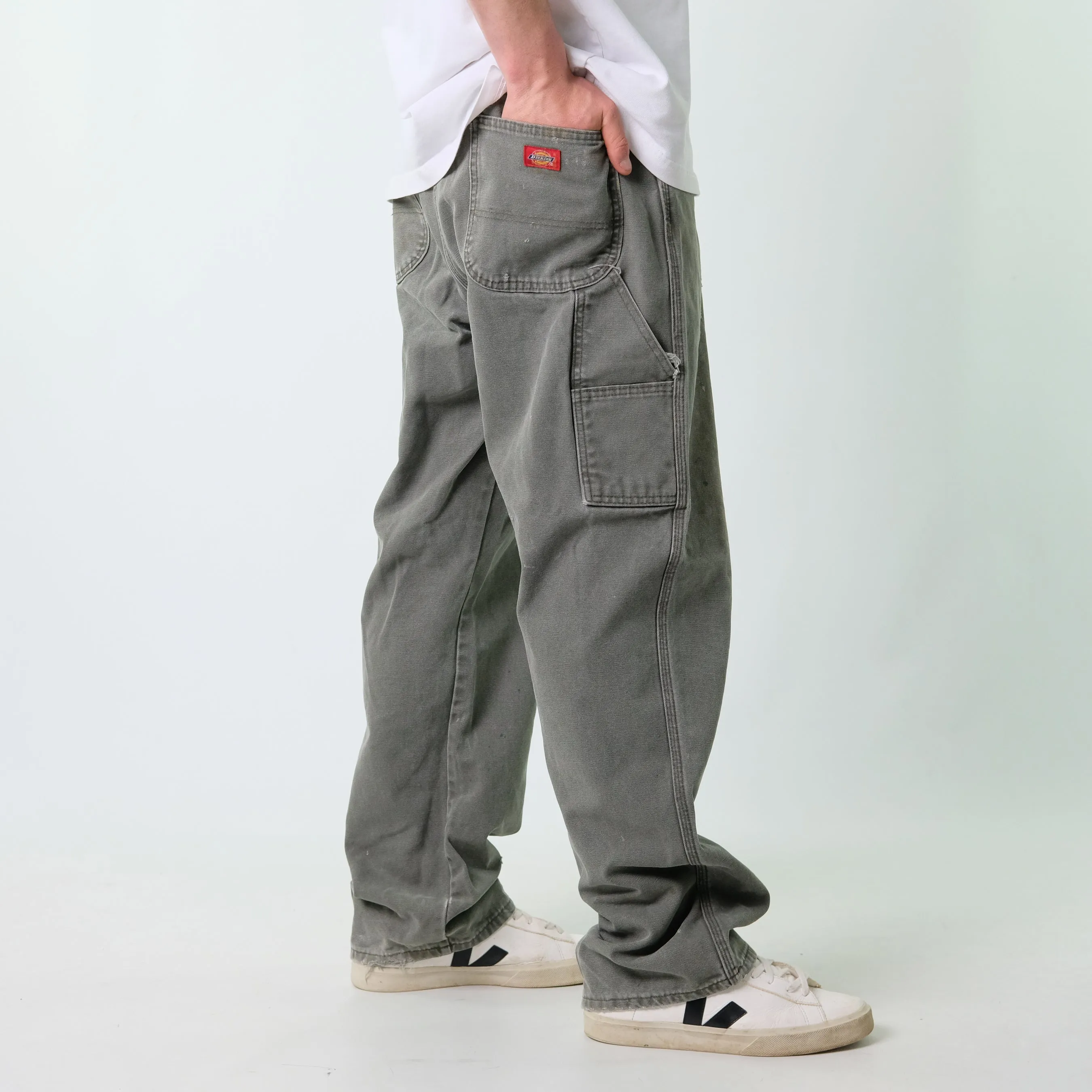 Khaki Green y2ks Carhartt Canvas Carpenter Jeans Baggy Pants (38x32)