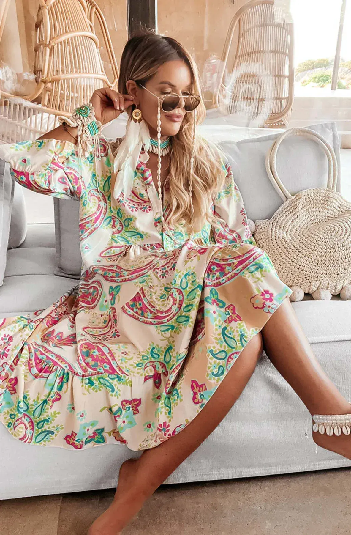 Kira  - Oversized Abstract Floral Tunic Dress