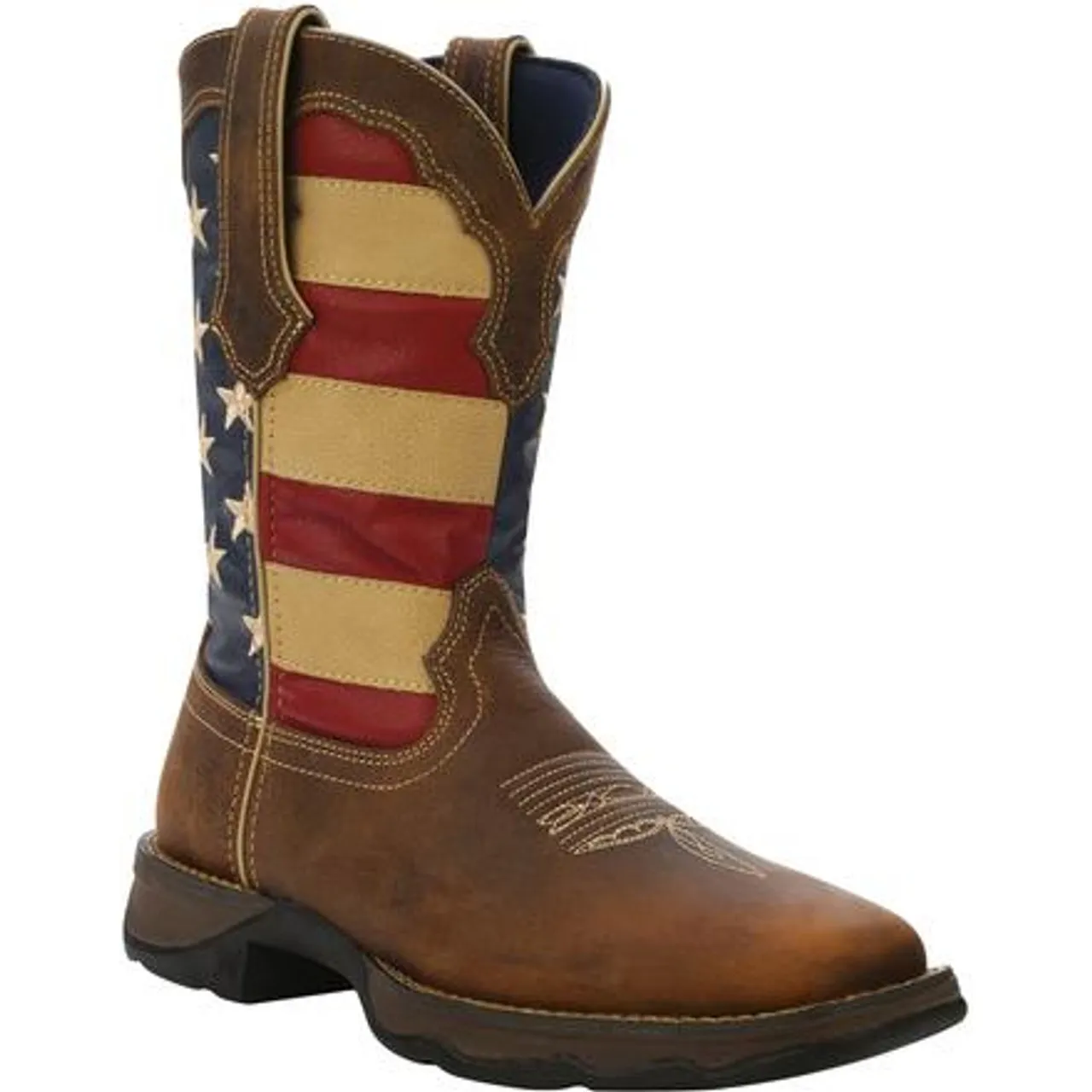 Lady Rebel by DurangoÂ® Patriotic Women's Pull-On Western Flag Boot RD4414 BROWN AND UNION FLAG