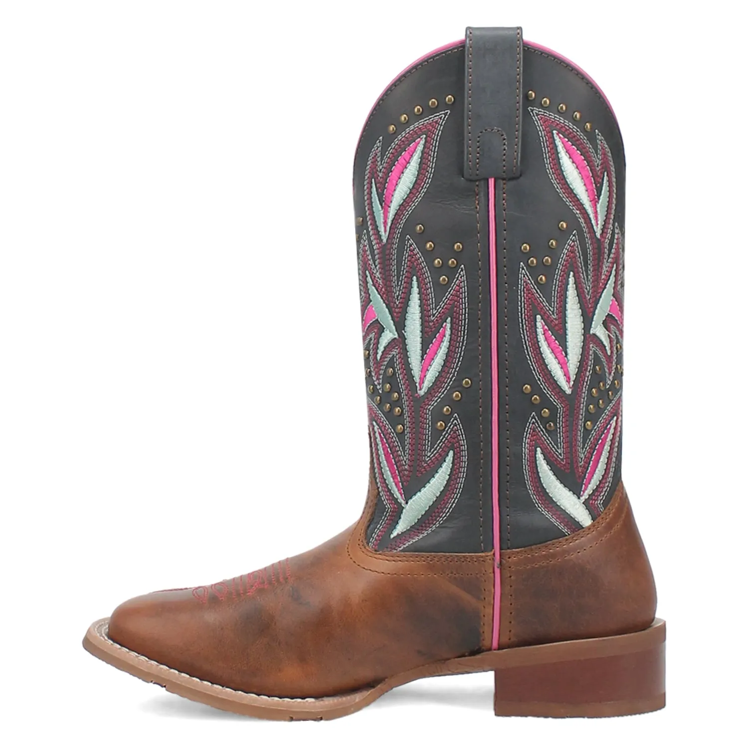 Laredo Womens Lydia Tan/Blue Leather Cowboy Boots