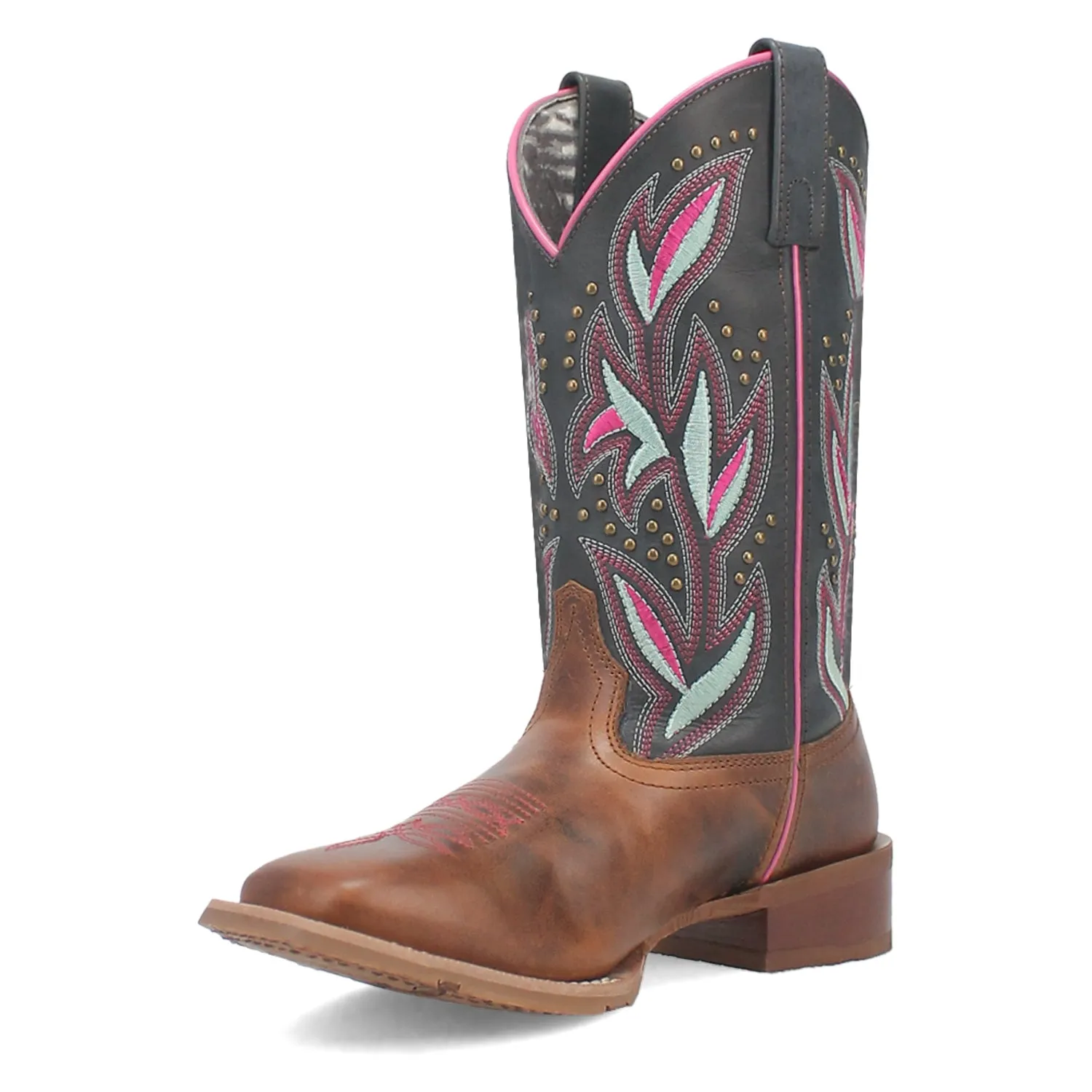 Laredo Womens Lydia Tan/Blue Leather Cowboy Boots