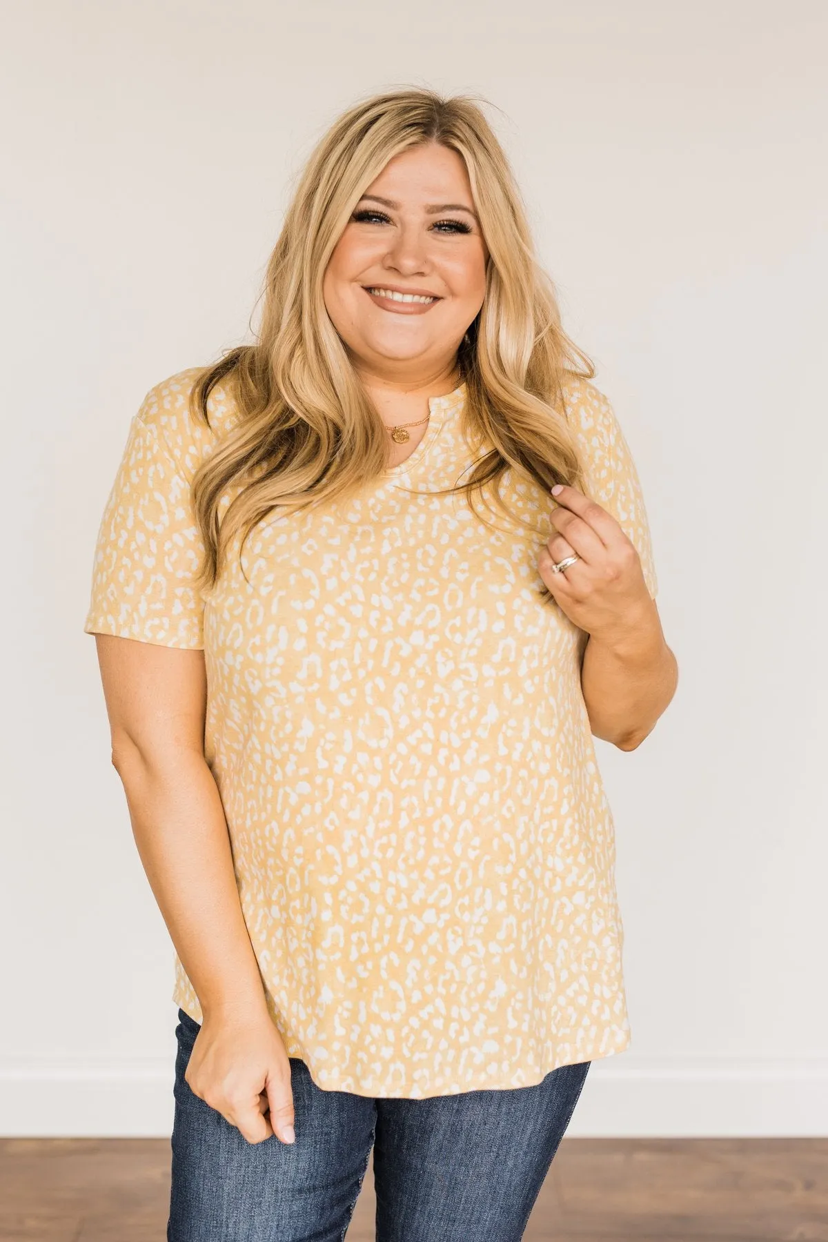 Lasting Impressions Leopard Notch Top- Soft Yellow