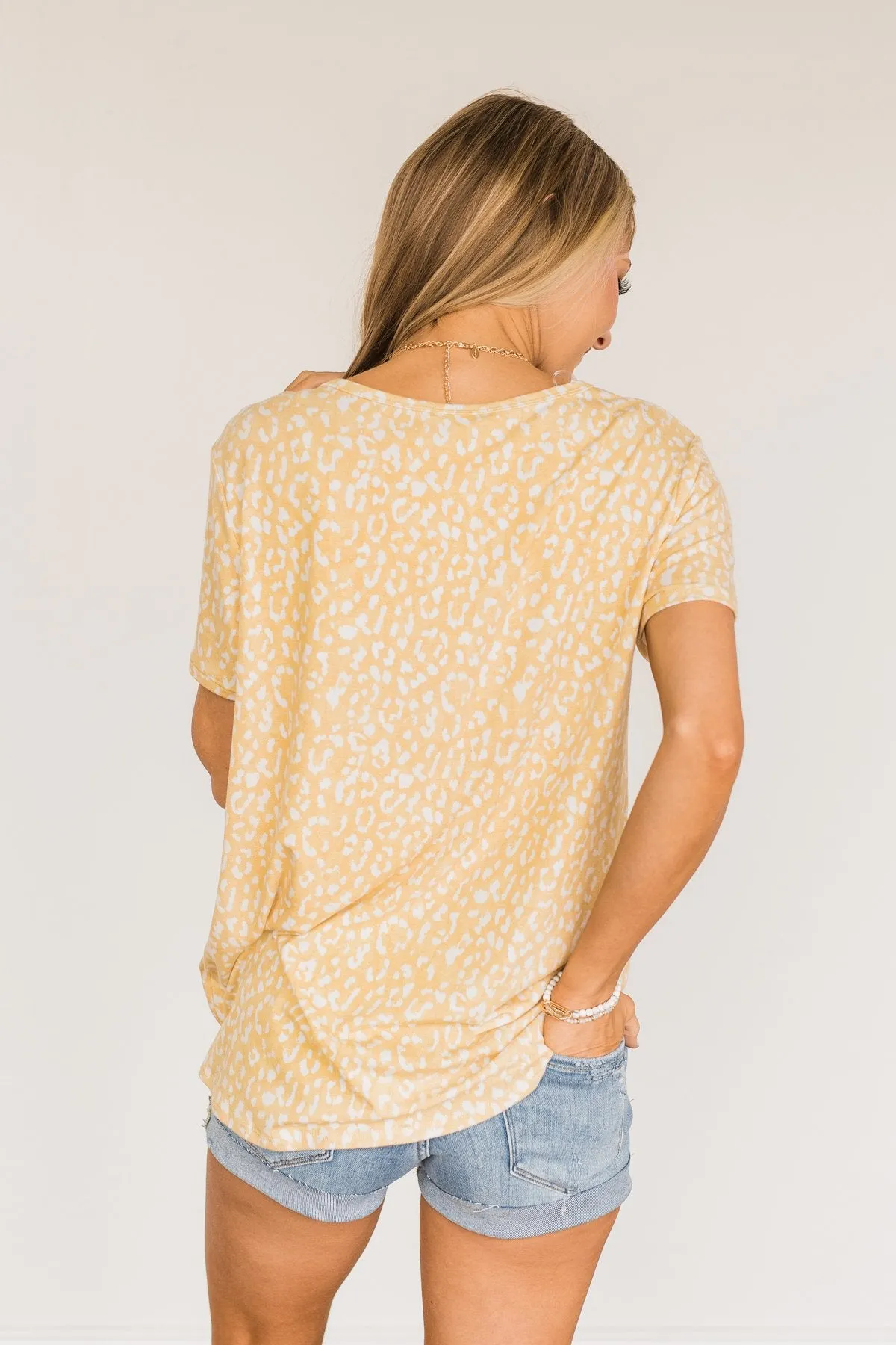 Lasting Impressions Leopard Notch Top- Soft Yellow