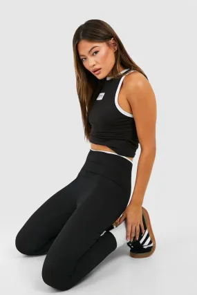 Leggings | Contrast Binding Ribbed Leggings | boohoo