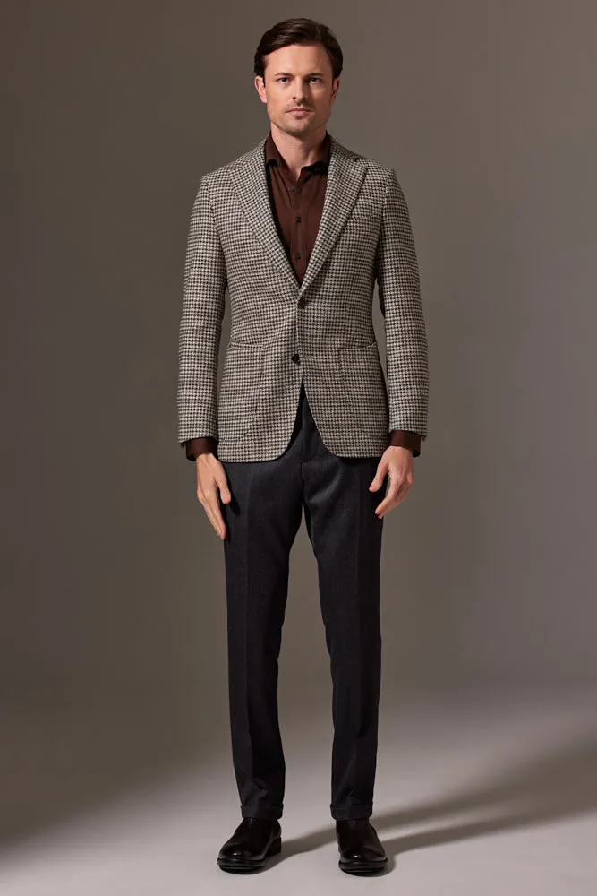 Liam Sports Jacket - Three Shades Houndstooth Undyed Wool