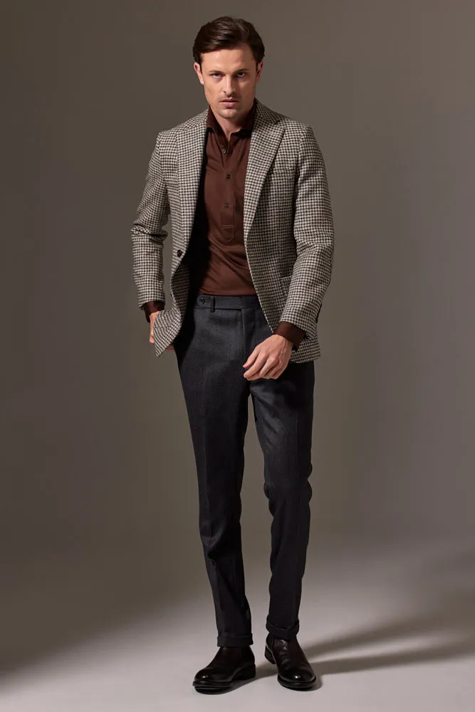 Liam Sports Jacket - Three Shades Houndstooth Undyed Wool