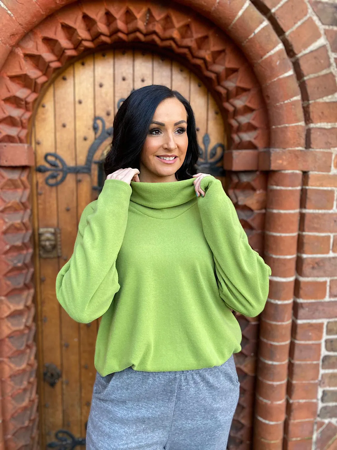 Lime Soft Cowl Neck Jumper Lucy