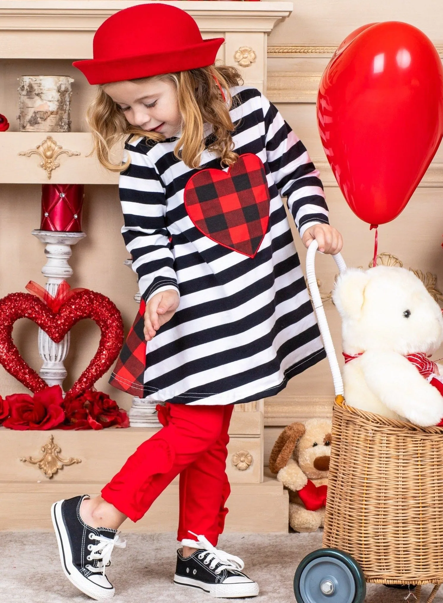 Love You All Dual Pattern Tunic and Legging Set