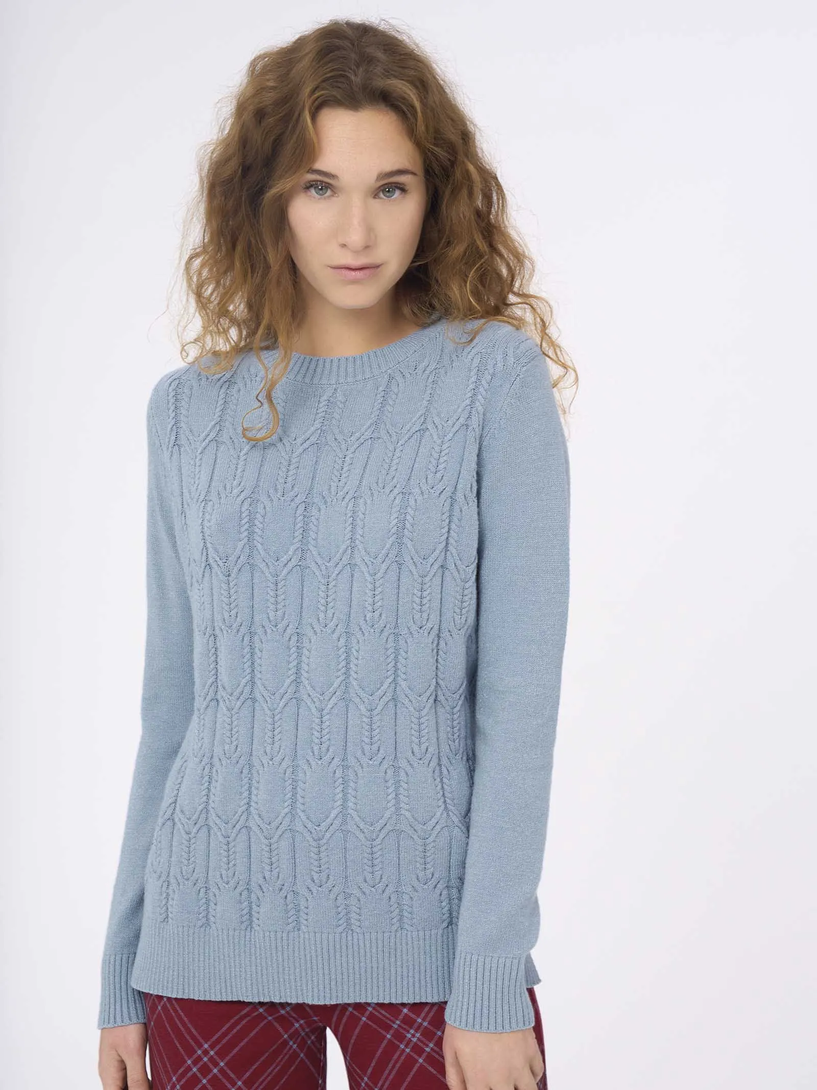 Maglia girocollo in filato Super Soft  - Ashley Blue