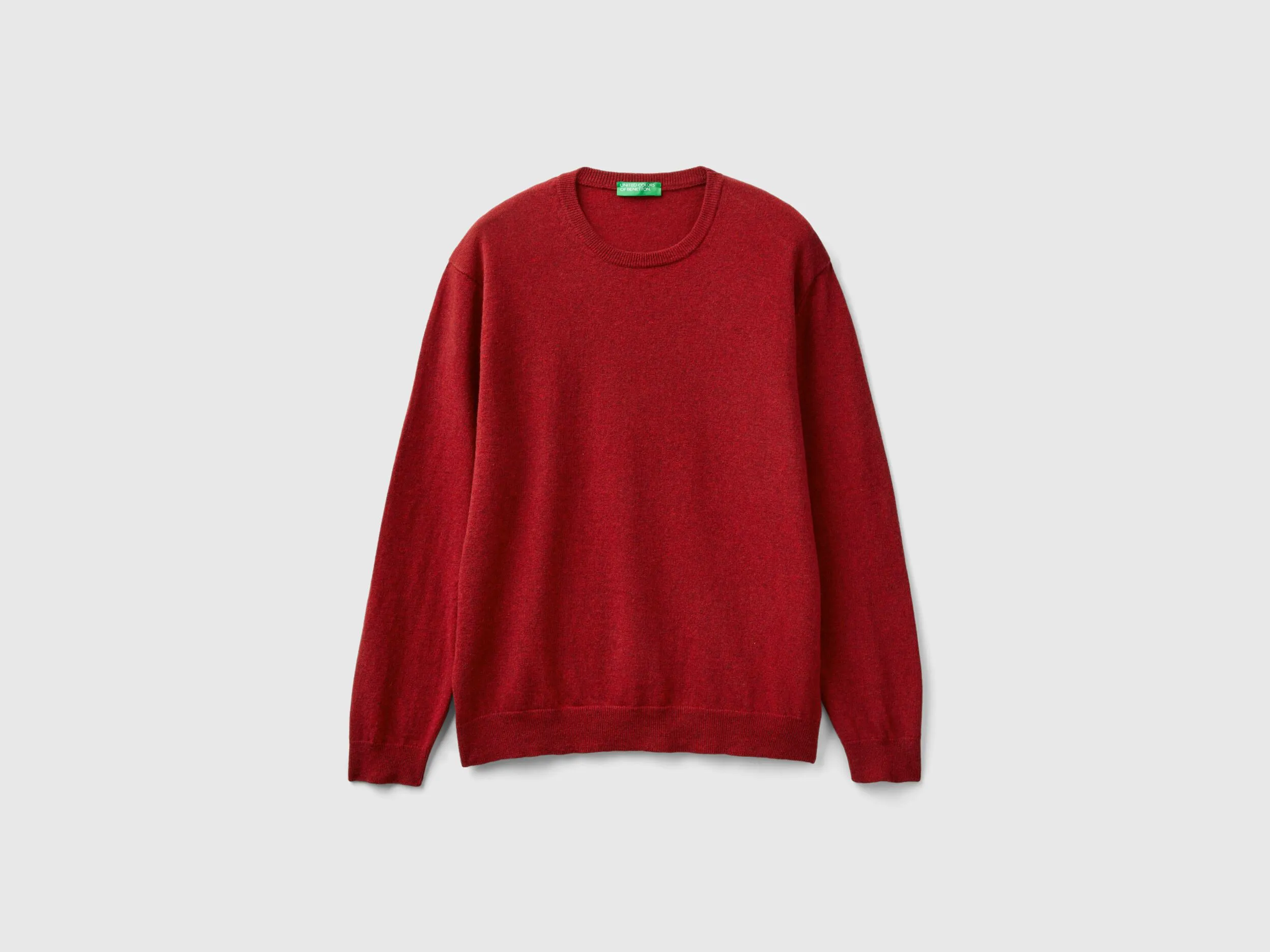 Marl red crew neck sweater in pure Merino wool - Red | Benetton