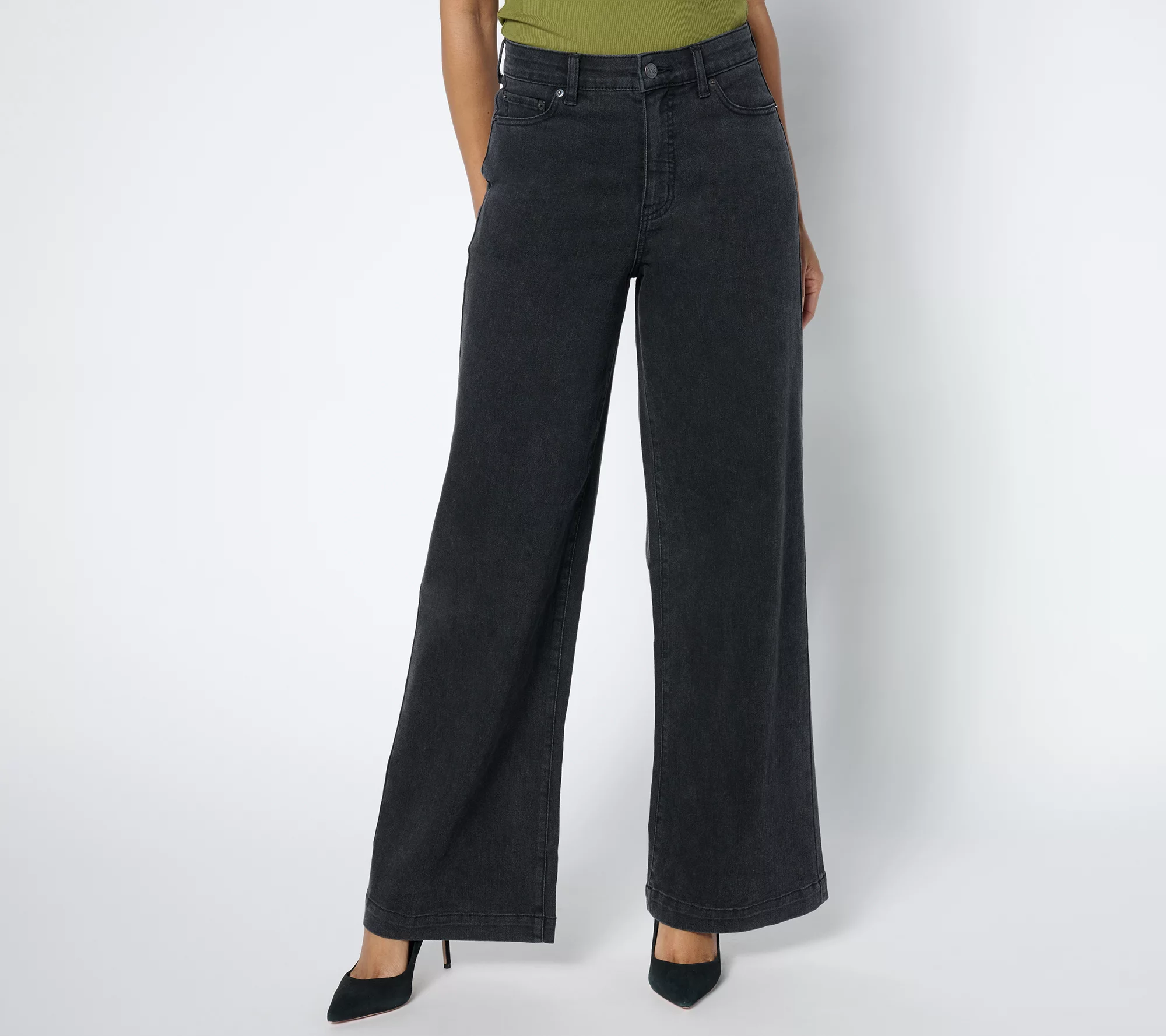 Me by Jennie Garth Petite Washed Black Relaxed Fit Jeans