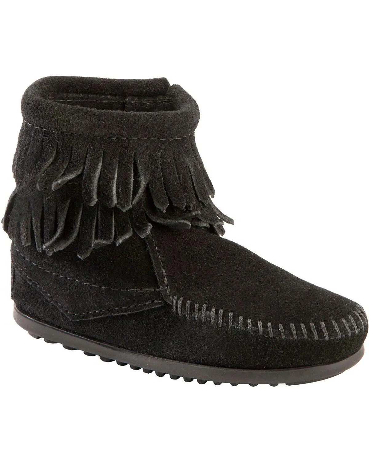 Minnetonka Girls' Double Fringe Side-Zip Moccasin Boot