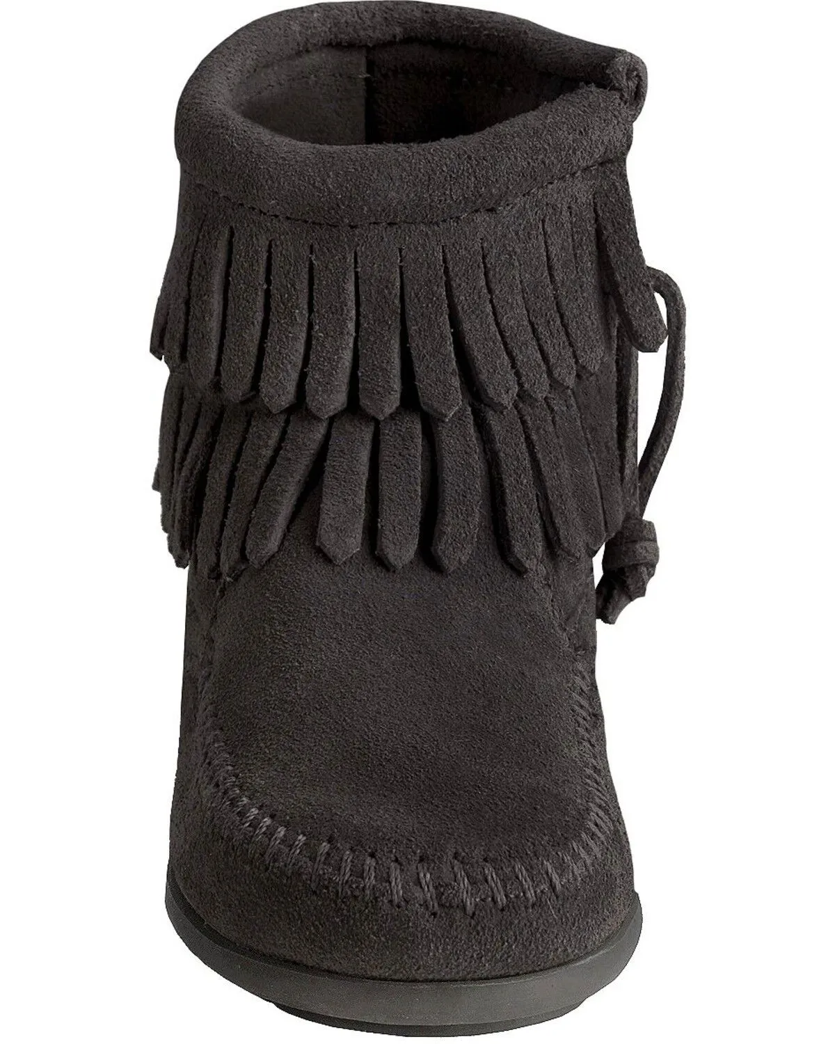 Minnetonka Girls' Double Fringe Side-Zip Moccasin Boot