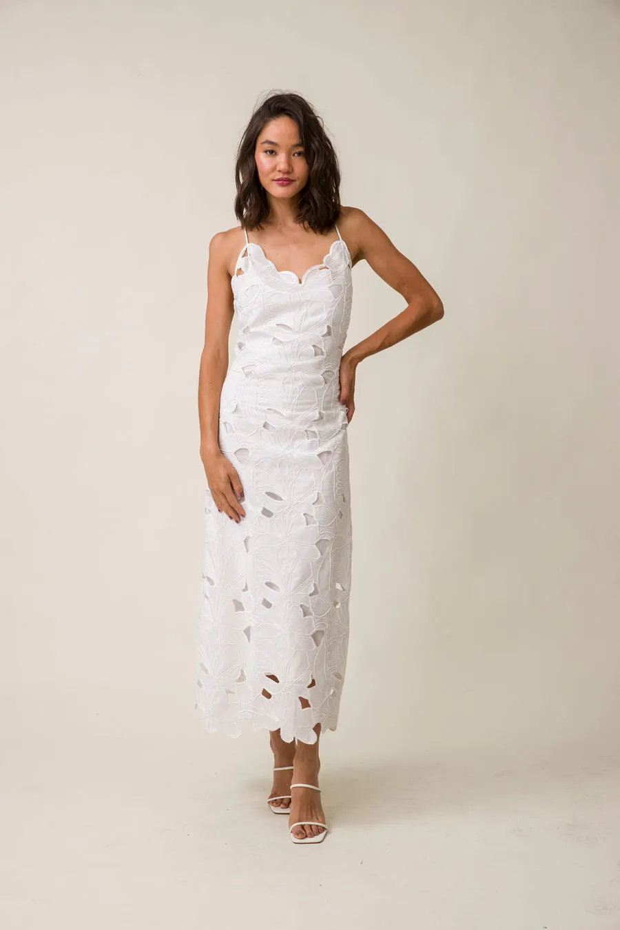 Morning Glory Midi Dress in White