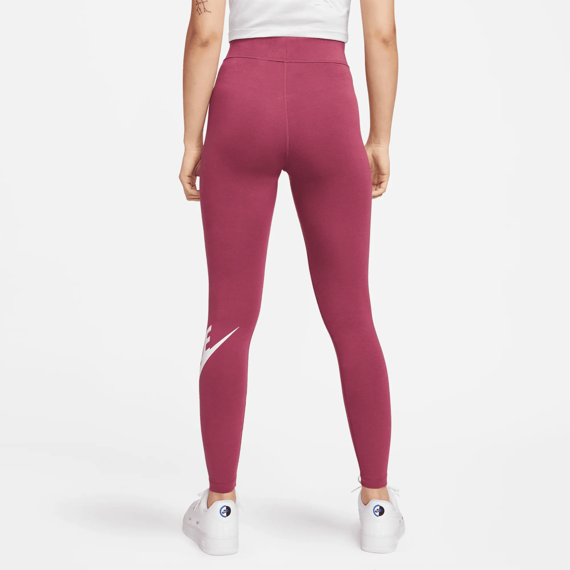 Nike Sportswear Women's Essential High-Waisted Red Logo Leggings