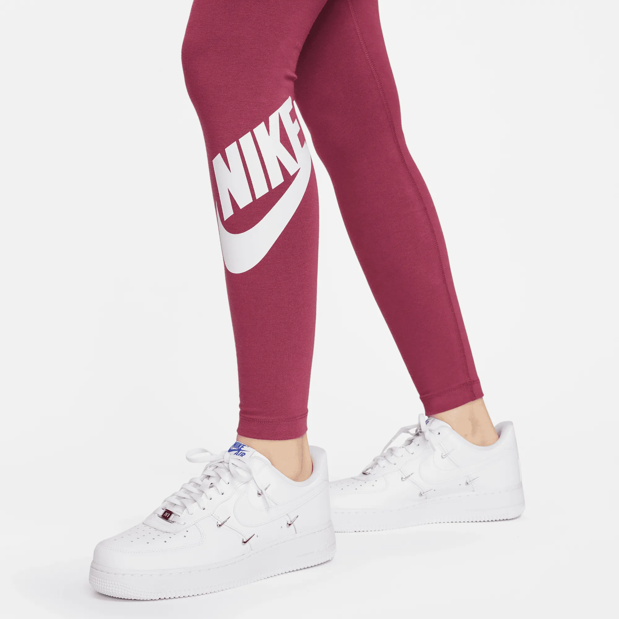 Nike Sportswear Women's Essential High-Waisted Red Logo Leggings