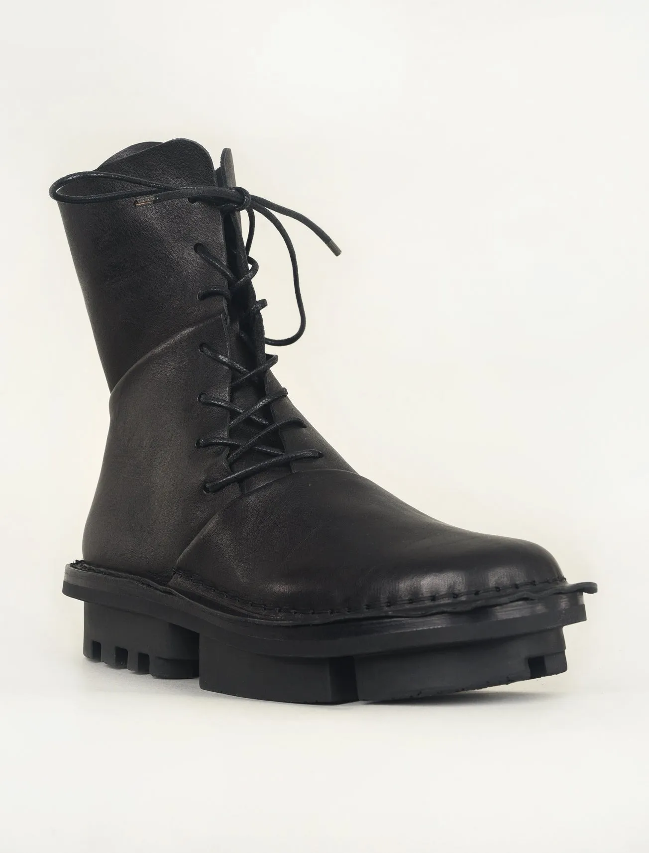 Oblique Combat Boot, Black Waw