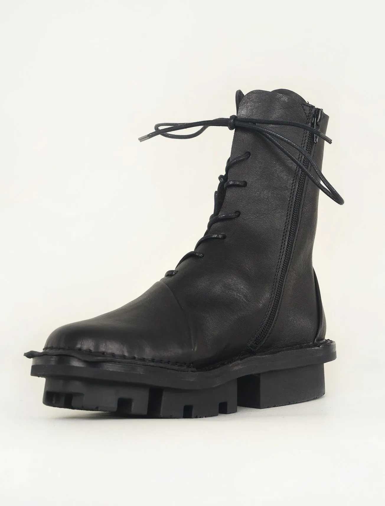 Oblique Combat Boot, Black Waw