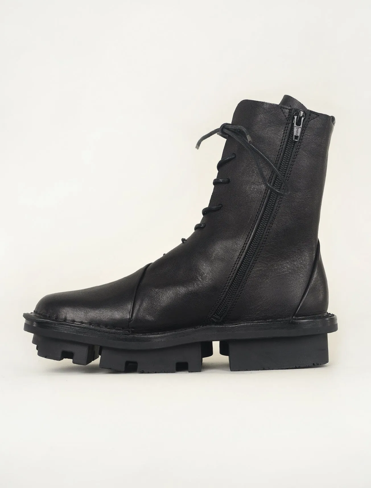 Oblique Combat Boot, Black Waw