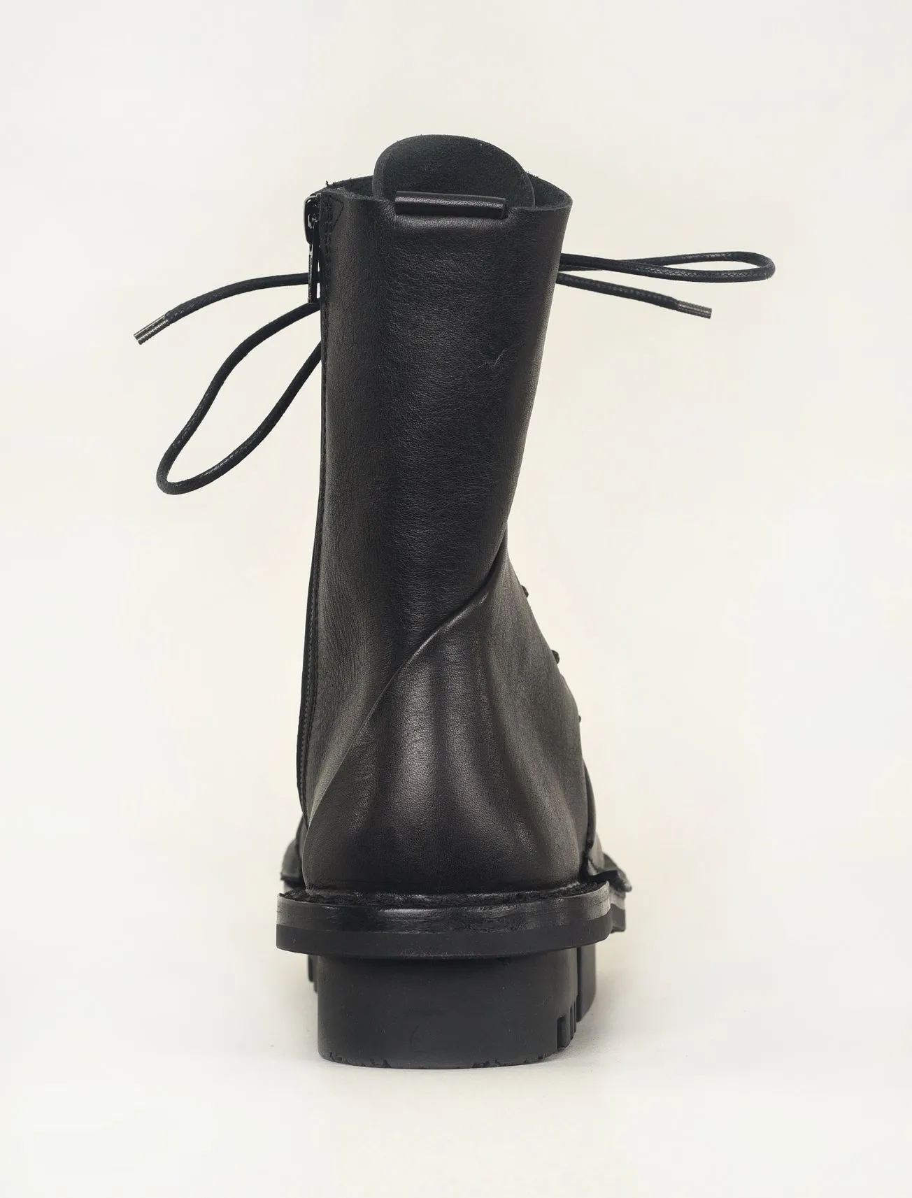 Oblique Combat Boot, Black Waw