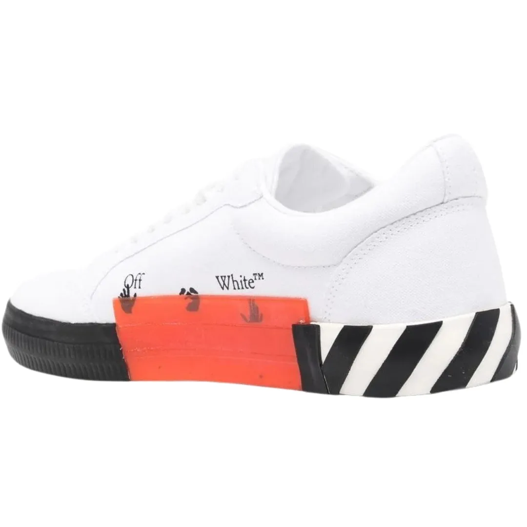 Off White Low Vulcaniized Canvas Low Sand Logo White Sneakers