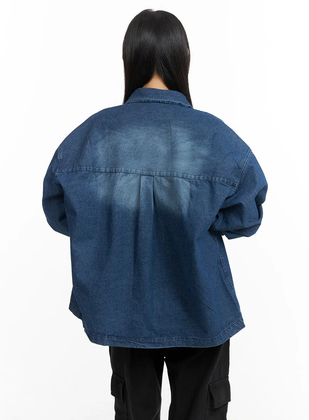 Oversized Denim Pocket Blouse CM419