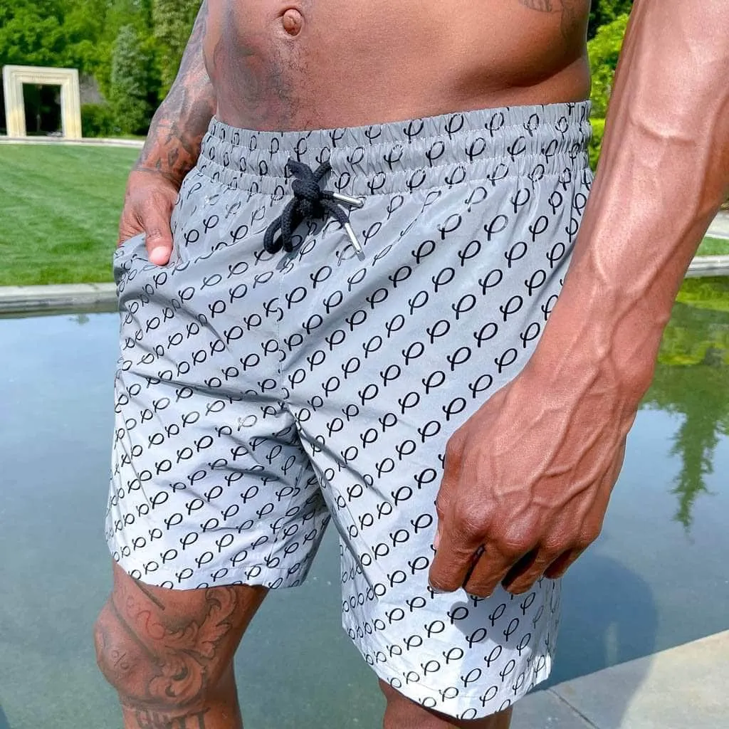 P Logo Reflective Swim Shorts