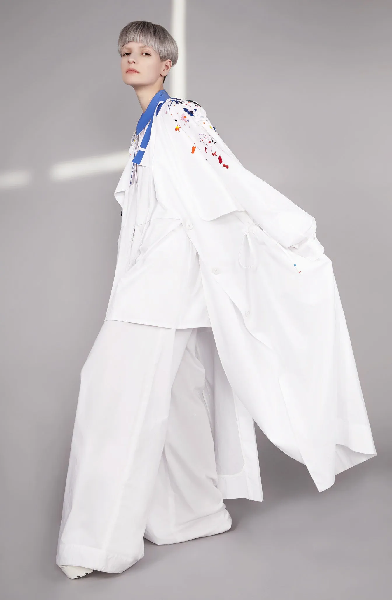 Paint Splash Embroidered Helios Trench Coat