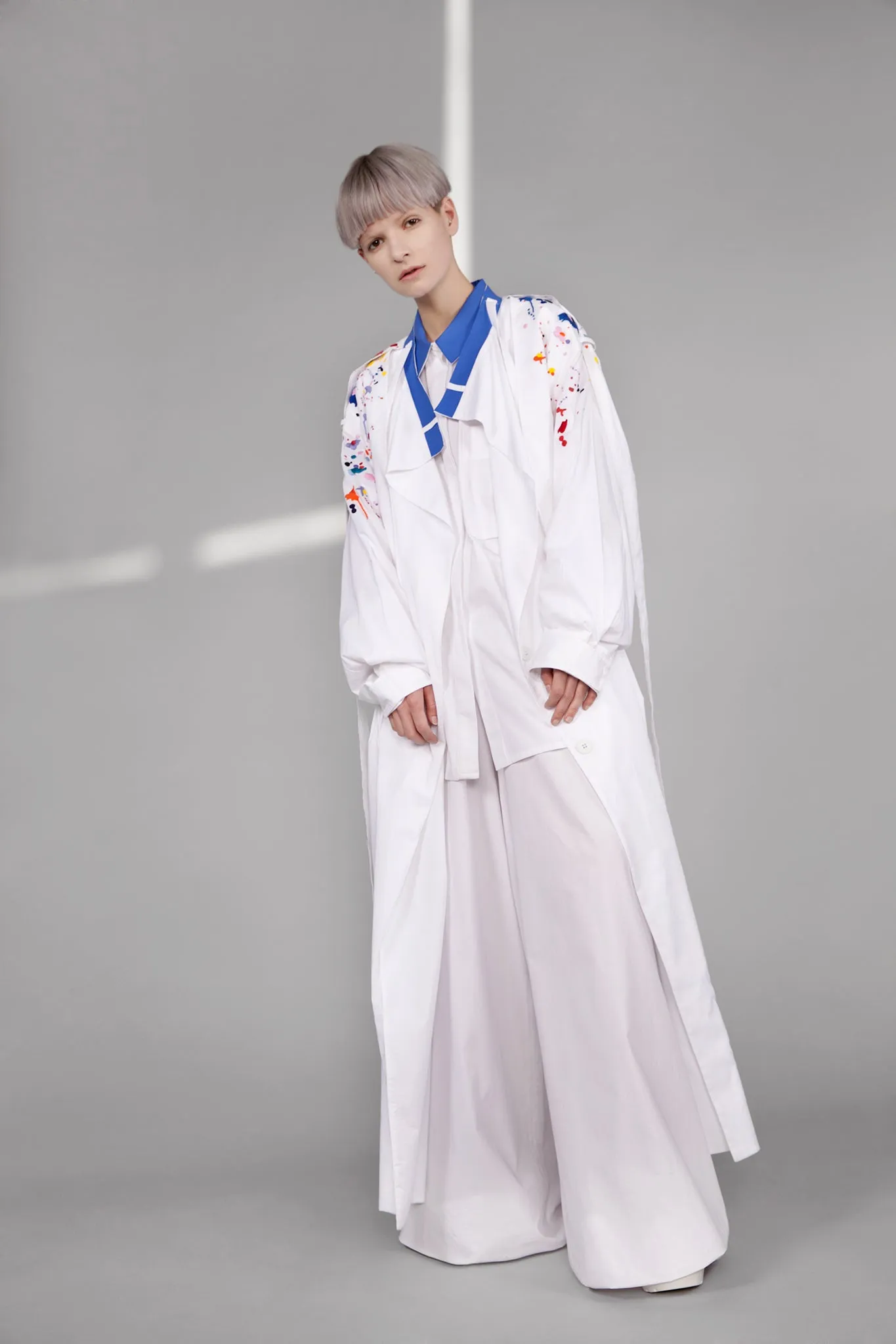 Paint Splash Embroidered Helios Trench Coat