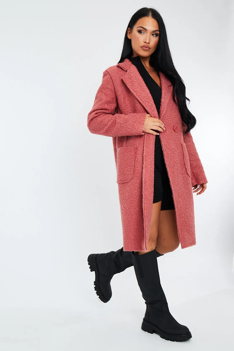 Pink Mid Length Teddy Coat - Madelin