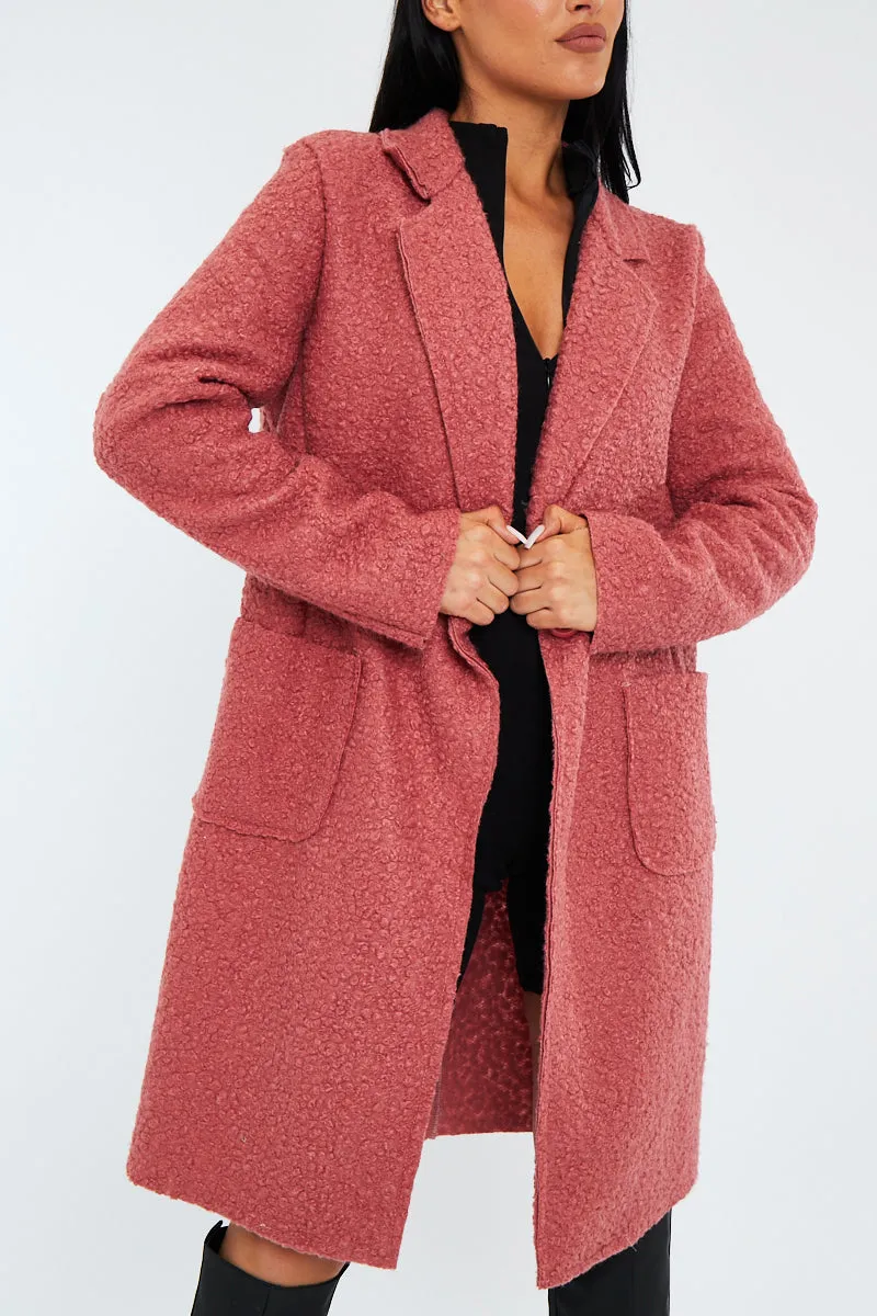 Pink Mid Length Teddy Coat - Madelin