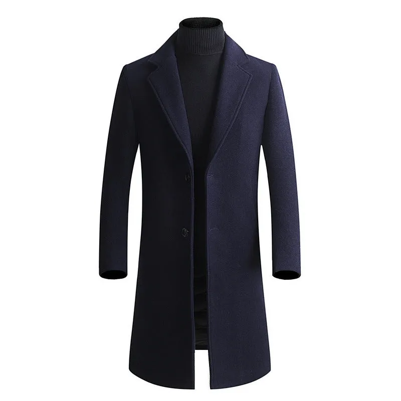 Plain wool trench coat Men