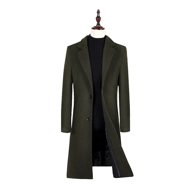 Plain wool trench coat Men