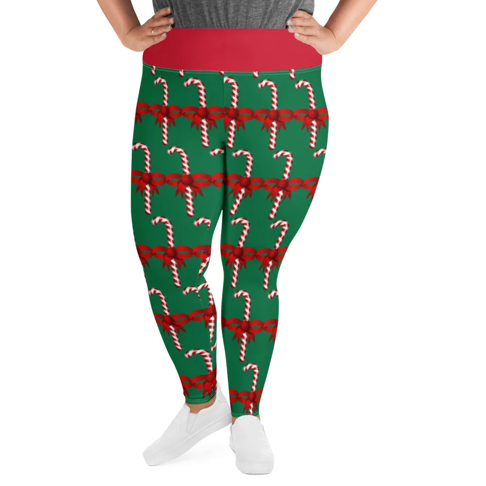 Plus Size Leggings Candy Cane