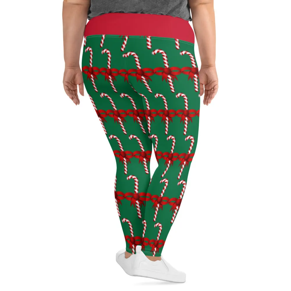 Plus Size Leggings Candy Cane